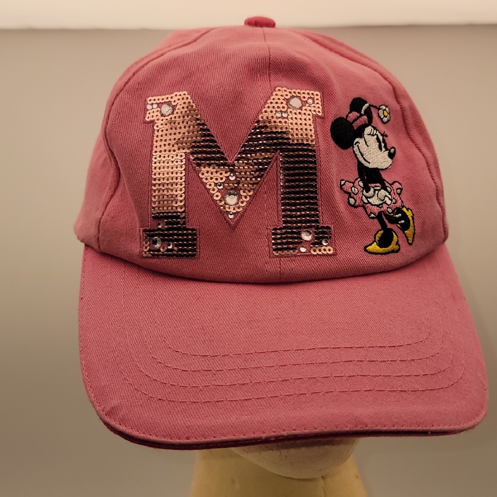 Disney Parks Minnie Mouse Baseball Cap Pink Sequin Accents Kids Hat